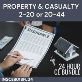  24 hr CE - 2-20 or 20-44 Property and Casualty Complete CE Bundle (INSCEB018FL24)