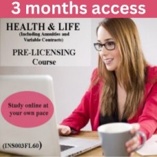 3 Month Access to 60 hr 2-15 Health and Life Insurance Pre-Licensing course (including Annuities and Variable Contracts) INS003FL60